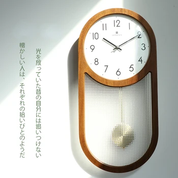 Японские ретро часы настенные часы часы для гостиной подвесная атмосфера на стене китайское креативное украшение дома деревянные часы с маятником