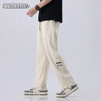 Повседневные мужские брюки CUMUKKIYP, абрикосово-серый, черный, свободного кроя, широкие, с эластичным поясом, мешковатые