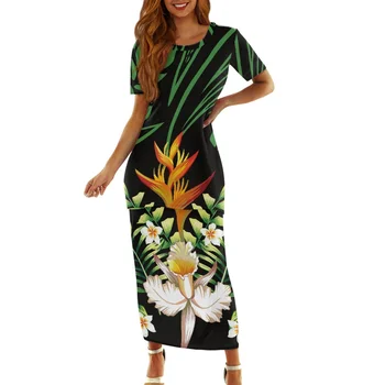 Татуировка с тотемом полинезийского племени Самоа, принты Самоа, Тонкое Длинное платье с коротким рукавом, Коктейльная вечеринка, Многоцветный принт, Комплект из двух предметов