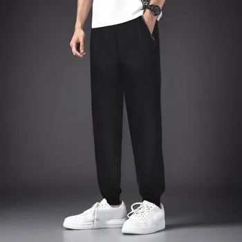Мужские спортивные штаны большого размера с карманами на молнии Свободного покроя, повседневные брюки на завязках для бега, тренировочные брюки 5XL