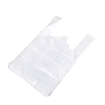 Toyvian Белые сумки для футболок с ручкой Сумка для упаковки продуктов из супермаркета 100 шт.