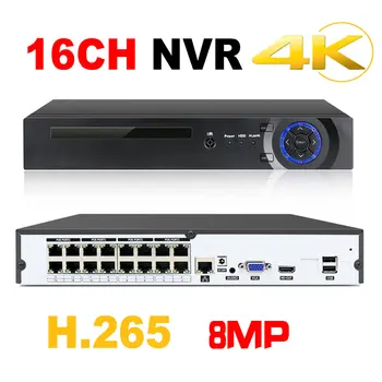 16CH POE 5MP 4K CCTV H.264/H.265 Сетевой Видеорегистратор NVR Onvif для PTZ-камеры 8MP POE IP-Камера 2 SATA XMEYE P2P