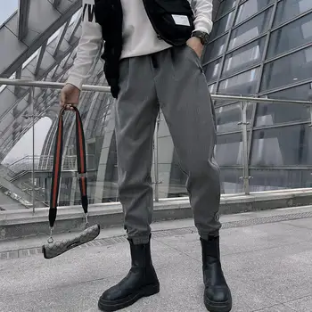 Легкие мужские элегантные повседневные Свободные прямые брюки, универсальные деловые брюки в корейском стиле 2023, однотонные уличные брюки A109